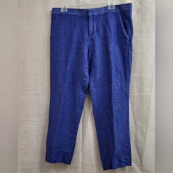 Banana Republic Pants - Banana Republic Womens Pants Blue Ankle Crop Avery Mid Rise Linen‎ Size 12